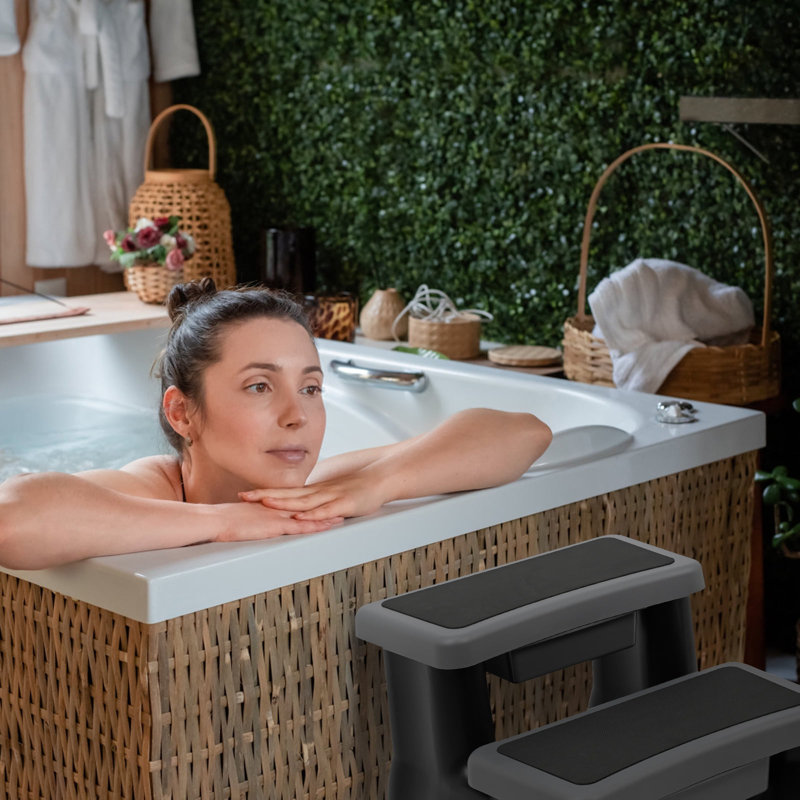 ShangQuan WuLiu Hot Tub Step Dark Gray with Storage, Spa Steps with